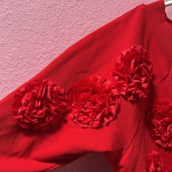 MAEVE By Anthropologie Maeve Three dimensional Floral Crop Sweatshirt Size Small - Picture 4 of 6